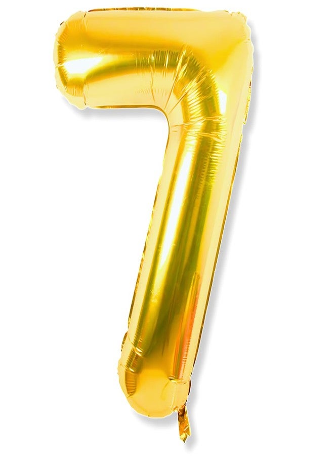 Flyloons 7 number Golden Foil Balloon 16 inch Size Birthday Decoration Items Pack of 1 | 7th Year Balloons | Seven - Image 1